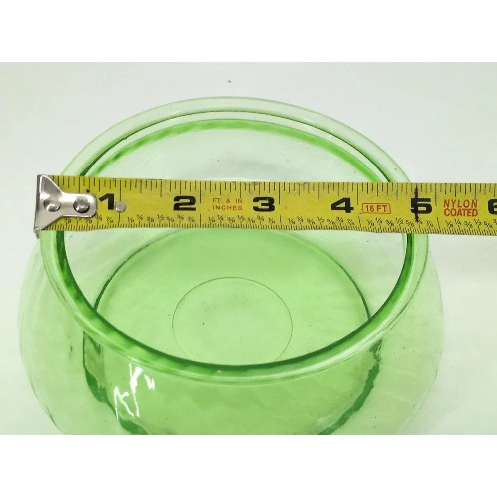 Vtg Uranium Glass Anchor Hocking Spiral Optic Green Candy Dish  Bowl from 1930s